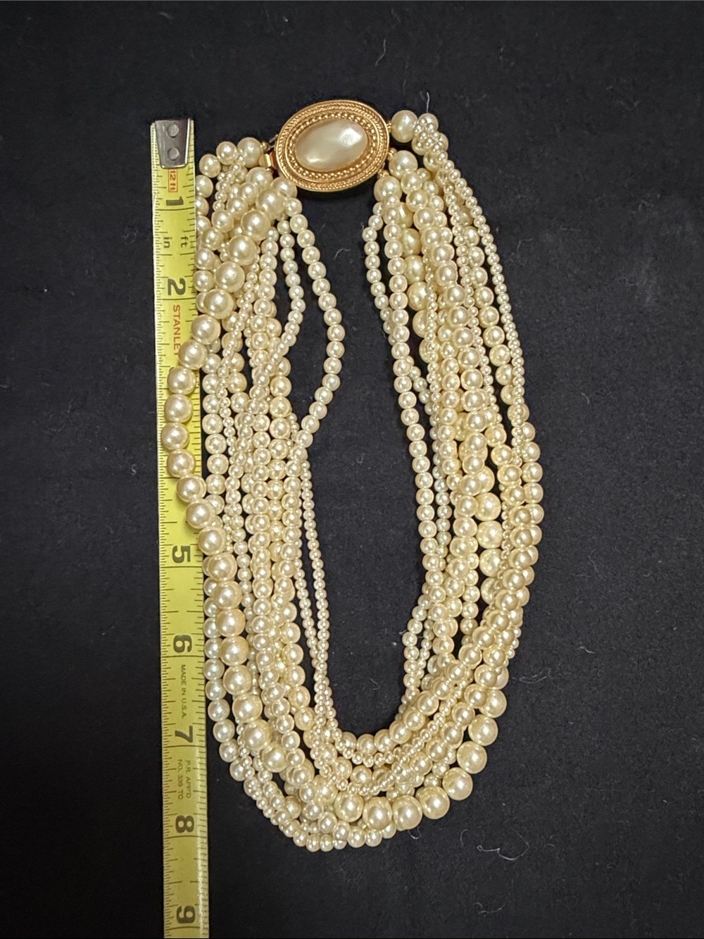 Carolee Ivory Multi-Strand Faux Pearl Necklace with Gold-Tone Clasp - Picture 6 of 11